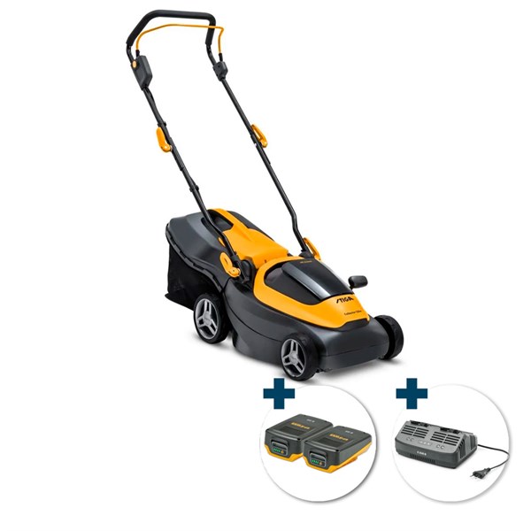 STIGA Collector 136e Kit Batteri-plæneklipper Kit med opsamler - klippebredde: 34 cm - inkl. batteri og oplader