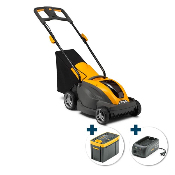 STIGA Combi 336e Kit Batteri-plæneklipper med opsamler og MultiClip - klippebredde: 34 cm - inkl. batteri og oplader