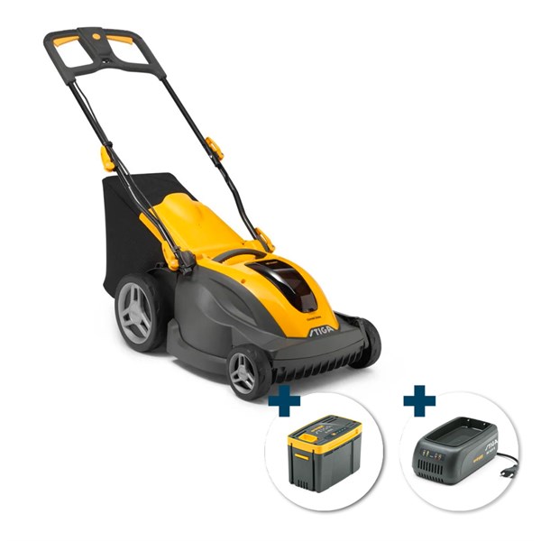 STIGA Combi 344e Kit Batteri-plæneklipper med opsamler - klippebredde: 42 cm - inkl. batteri og oplader