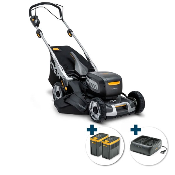 STIGA Twinclip 950e V Batteri-plæneklipper med opsamler - klippebredde: 48 cm