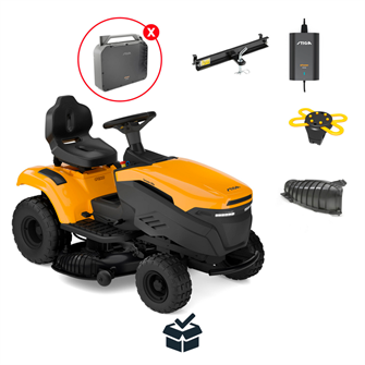 STIGA Tornado 398e Havetraktor - 98 cm klippebredde inkl. fri levering, montering og klargøring | Ekskl. batteri, inkl. lader