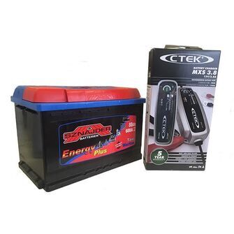 Kraftigt batteri og lader