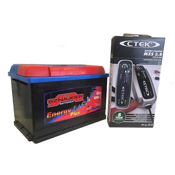 Kraftigt batteri og lader