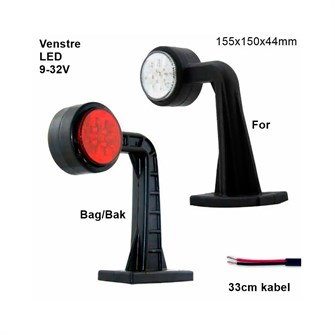 LED markeringslygte lang - venstre - rød/hvid - 9-32V