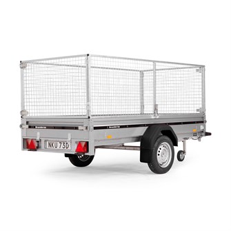 Brenderup 2270 SUB med nedfældelig forsmæk - 750 kg - inkl. 80 cm netsider, næsehjul og montering