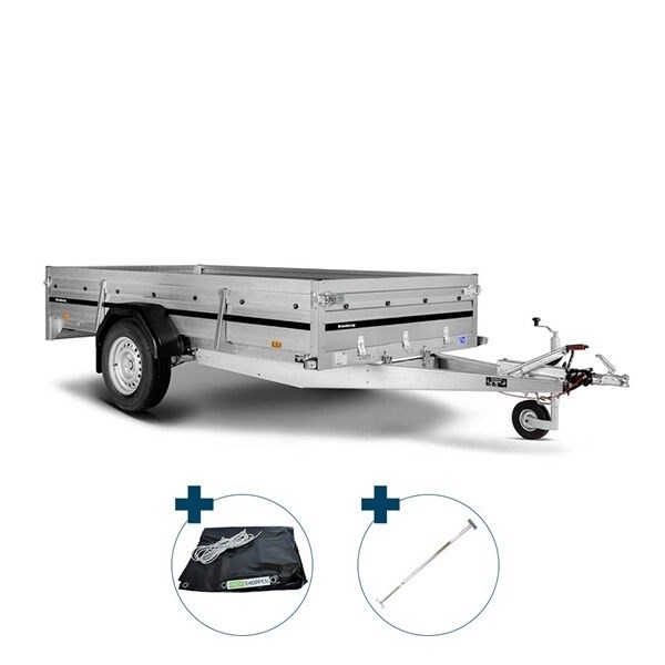 Brenderup 2300 SB Trailer m. tip & nedfældig forsmæk - 1.300 kg. - Inkl. Prof-presenning og 3 x presenningsbøjler