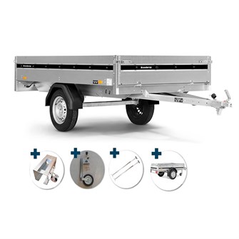 Brenderup 3253 S trailer - 750 kg - inkl. presenning, næsehjul, 2 x presenningsbøjler, lås & montering