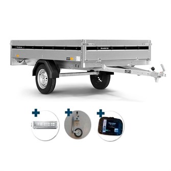 Brenderup 3253 S trailer - 750 kg - inkl. netsider, trailernet, næsehjul & montering