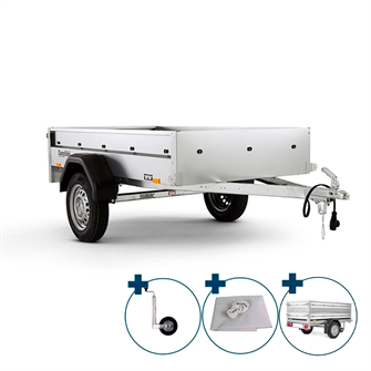 Easyline ES203S UB trailer - inkl. ekstrasider, presenning og næsehjul - 500 kg