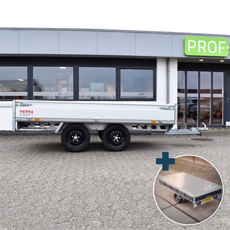 Henra Platformtrailer 750 kg Dobbeltakslet inkl. presenning - Craft Series - L: 290 x B: 170 cm