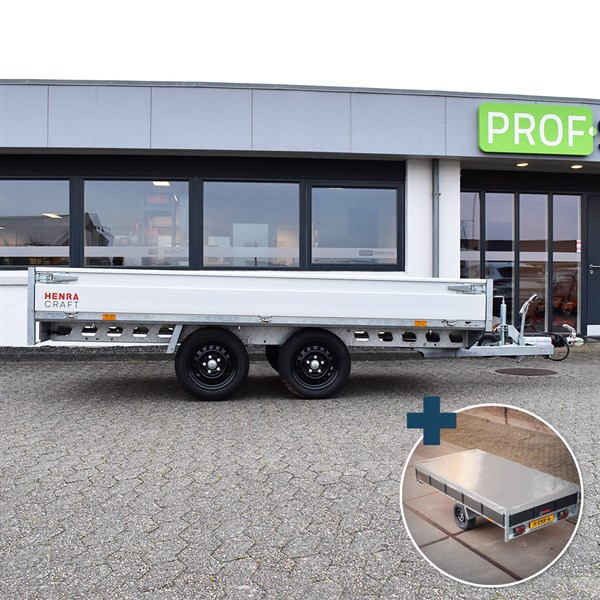 Henra Platformtrailer 2.000 kg Dobbeltakslet inkl. presenning - Craft Series - L: 325 x B: 150 cm