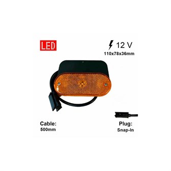 LED markeringslygte - Gul - Jokon 2002c SMLR 12V- 0,5m Snap-In Kabel med holder
