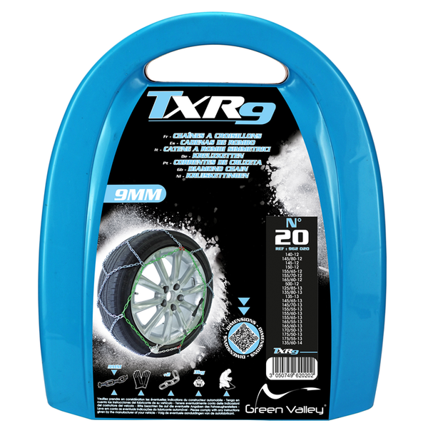 Green Valley TXR9 Winter 9mm Snow Chains - Car Tyre for 15