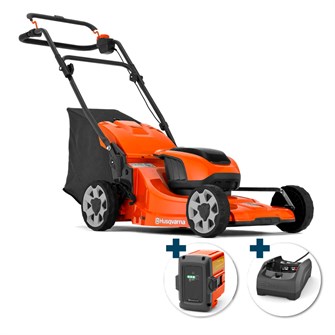 Husqvarna LC 142i Batteri-plæneklipper med opsamler - klippebredde: 42 cm inkl. batteri og oplader