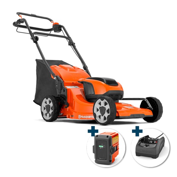 Husqvarna LC 142iS Batteri-plæneklipper med opsamler - klippebredde: 42 cm - inkl. batteri og oplader