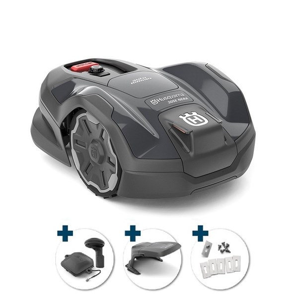 Husqvarna Automower® 305E NERA 900 m² - inkl. Garage, knivsæt & EPOS Plug-in Kit