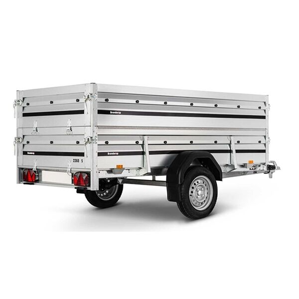 Brenderup 2300 SB Trailer med tip og nedfældelig forsmæk - 1.300 kg - inkl. ekstrasider og montering