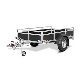 Saris Classic Wood Trailer - BMG135 - 1.350 kg. Traileren ses skråt forfra og er vist med næsehjul