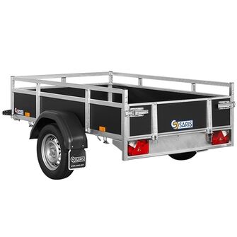 Saris Classic Wood Trailer - ASG75 - 750 kg. Traileren ses skråt bagfra. Den har træsider