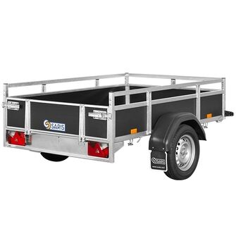 Saris Classic Wood Trailer - ASG75 - 750 kg. Traileren ses skråt bagfra. Den har en enkelt aksel