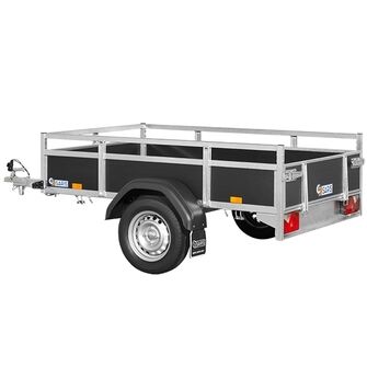 Saris Classic Wood Trailer - ASG75 - 750 kg. Traileren ses fra siden. Den har sider af træ