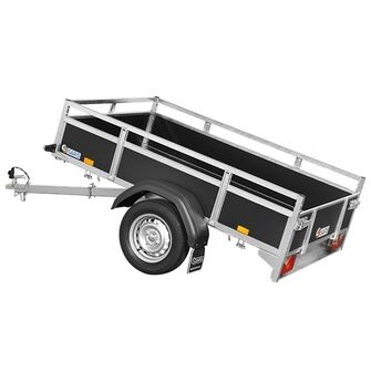 Saris Classic Wood Trailer - ASG75 - 750 kg. Traileren ses fra siden og tippet op i front