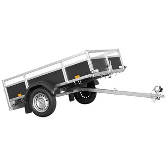 Saris Classic Wood Trailer - ASG75 - 750 kg. Traileren ses fra siden og med tipfunktion