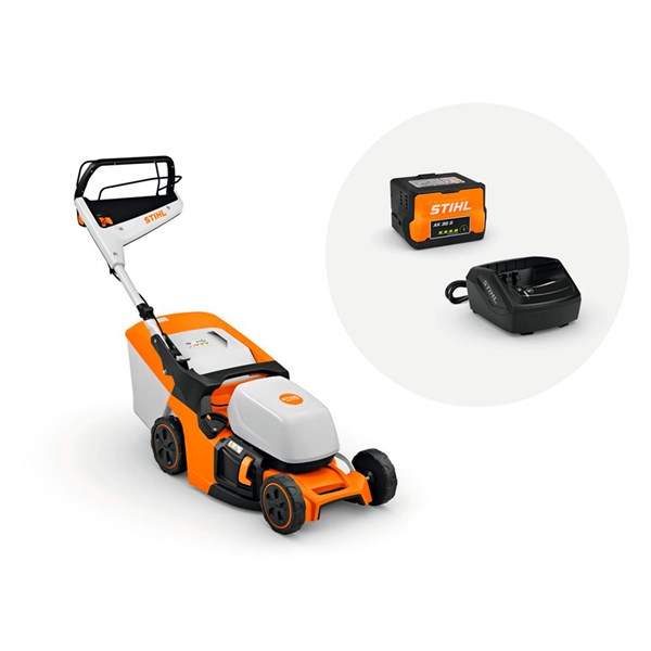 STIHL RMA 443.3 V Batteri-plæneklipper med opsamler og bioklip - klippebredde: 41 cm - Inkl. Batteri og oplader