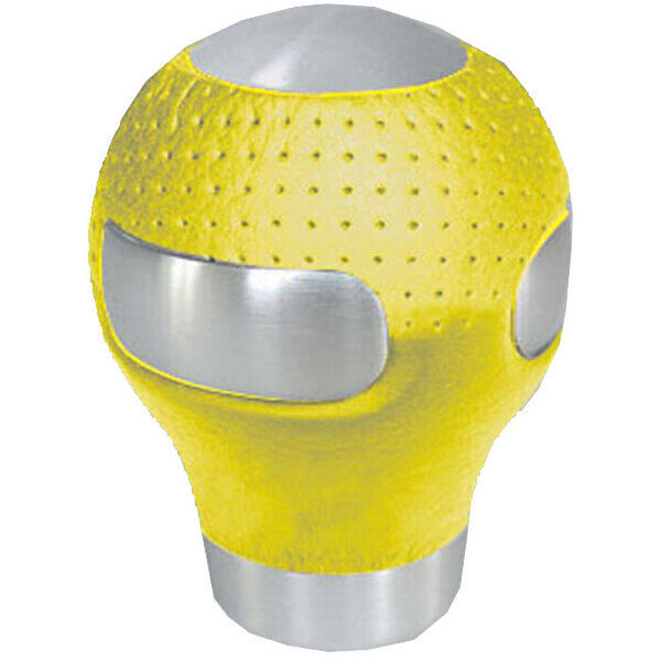 Gearknop rund alu./gul læder