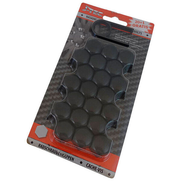 Møtrikskjuler 21 stk. 19 mm sort m. afmont værktøj