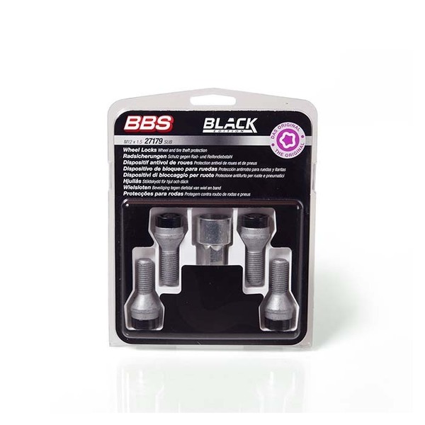 BBS låsebolte (m14x1,5 60° kegle) sort