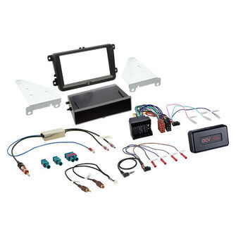 Komplet 2-DIN Kit m. rum Skoda/VW sort 40Pin i-dapter