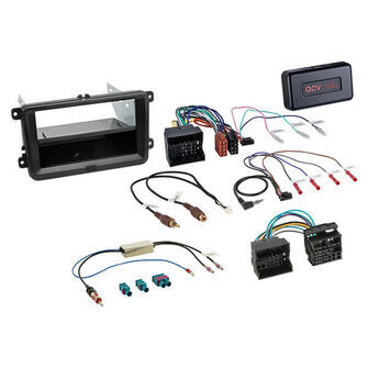 Komplet 2-DIN Kit m. rum Skoda/VW sort 40Pin/52Pin