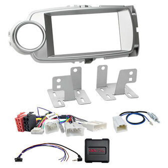 2-DIN kit Toyota Yaris (XP13) 10/11-08/14 sølv ratbetj.