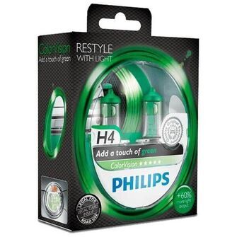 Philips h4 colorvision, grøn - 2-pak