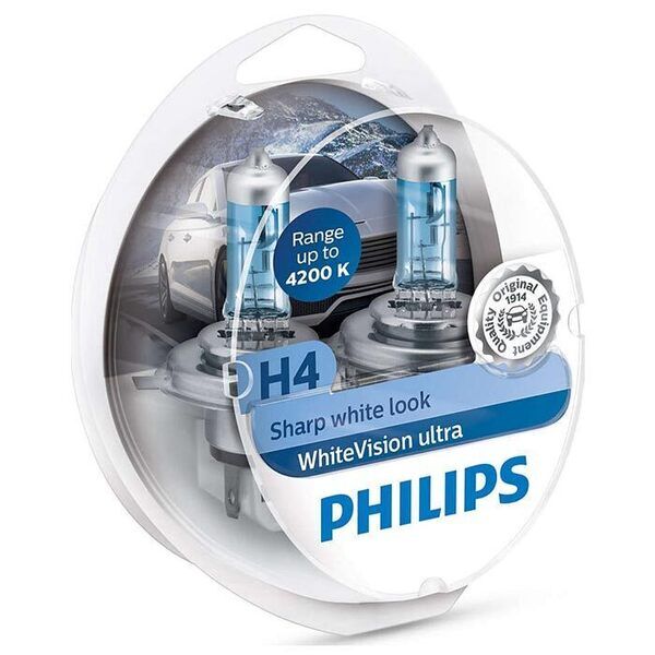 Philips WhiteVision Ultra H4/W5W 12V - Sæt