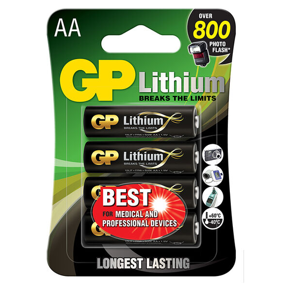 GP AA-lithiumbatteri 1.5V, 15LF-2U4, 4-pak