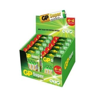 Gp Super Alkaline batteridisplay, 10 pakker AA/AAA