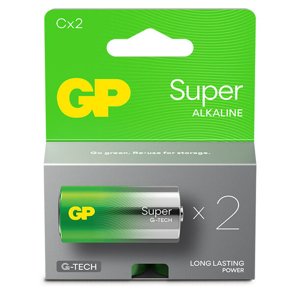GP Super Alkaline C-batteri 14A/LR14 2-pak