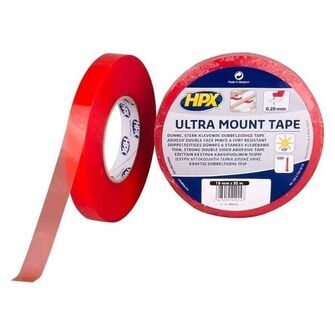 HPX ultra dobbeltklæbende tape transparent, 19mm x 50m