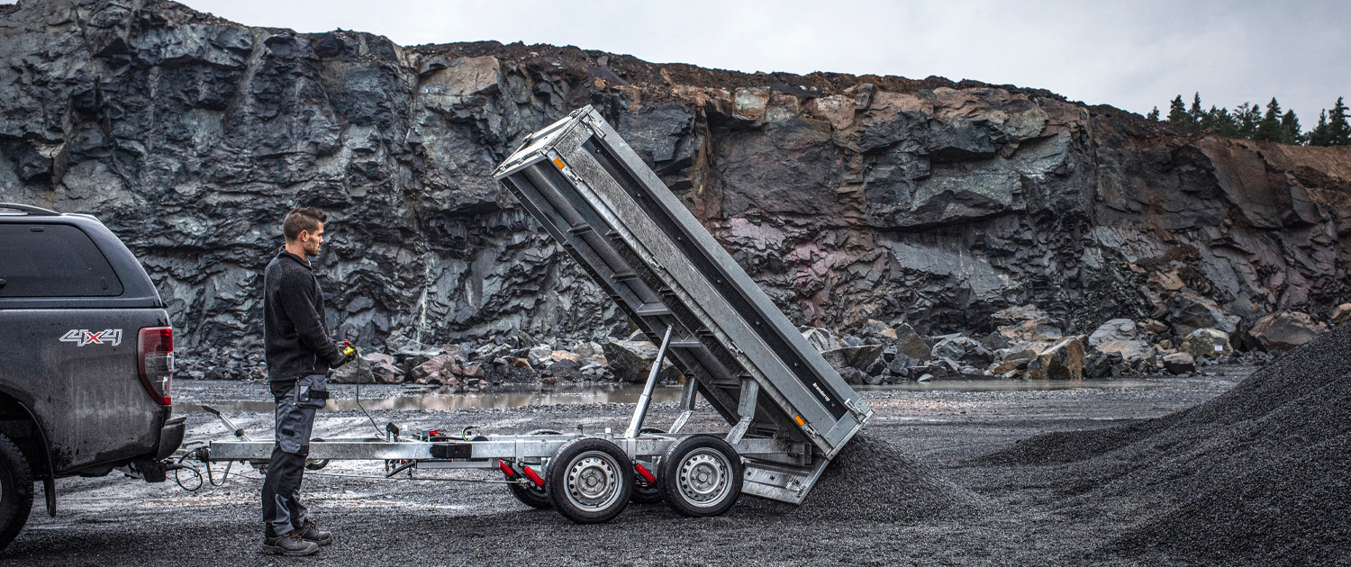 Tiptrailere med 3vejstip eller bagtip fra Brenderup