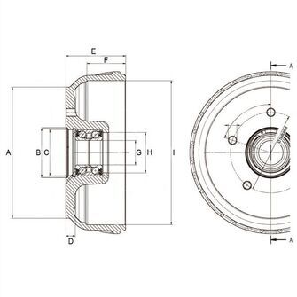 Bremsetromle Ø200x50mm - BPW S2005-5/7 - Tegning