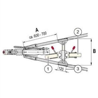 Støttehjulstraverse AL-KO - Bredde 390/410mm - Tegning