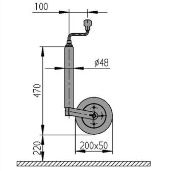 Støttehjul 150Kg AL-KO - Compact - Tegning