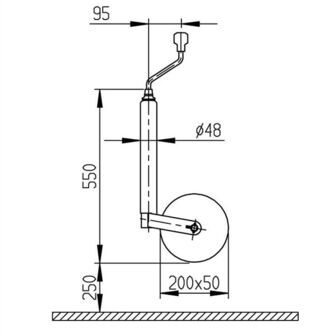 Støttehjul 300Kg AL-KO - Plus - Tegning