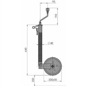 Støttehjul 300kg AL-KO - Riflet