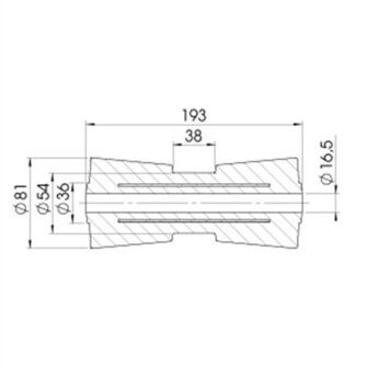 Kølrulle - Ø81x193mm - Ø16mm aksel - tegning