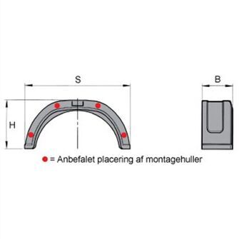 AL-KO Basic EA220/770 Kunststofskærm, enkelt aksel - B220 S770 H335 mm - tegning