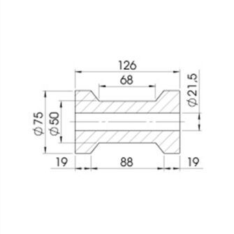 Kølrulle - Ø50x126mm - Tegning