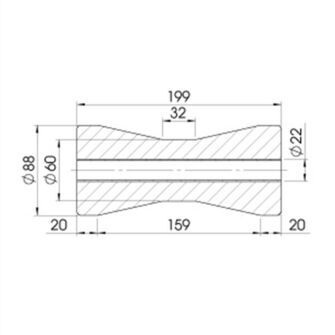 Kølrulle - Ø88x199mm - Ø22mm aksel - trailer